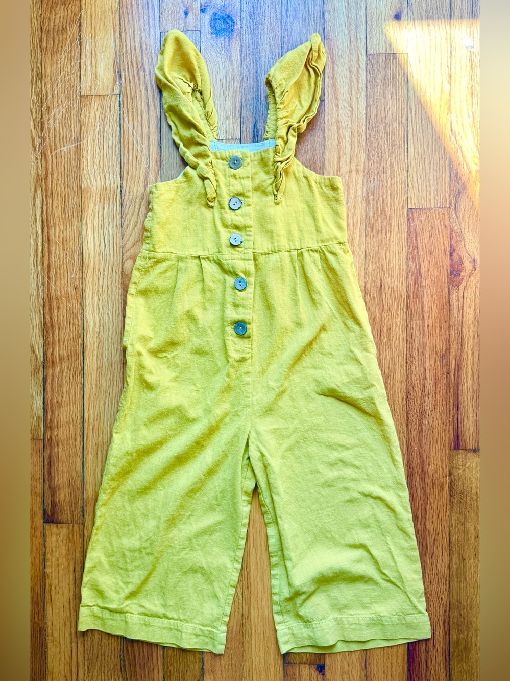 Vignette Mustard Yellow Gauze Jumpsuit Ruffle Boho Fall Autumn - Girls 6Y